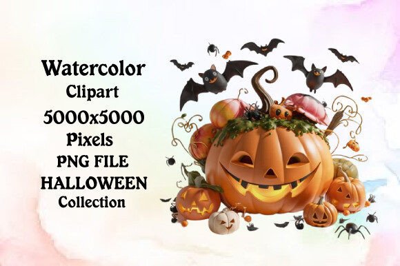 Download Watercolor Halloween Cute Pumpkin Collec - Halloween Collection