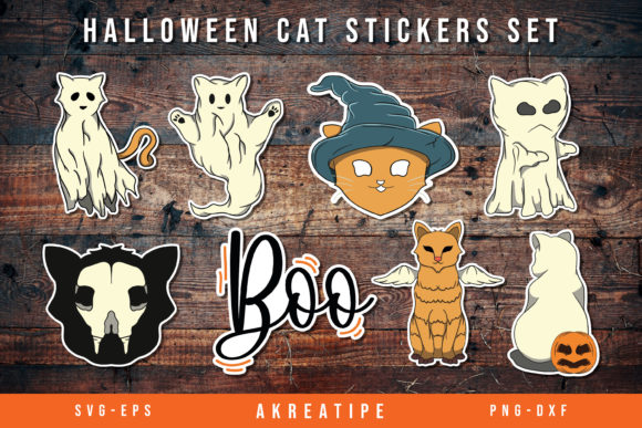 Download Printable Halloween Cat Stickers Bundles - Halloween Collection