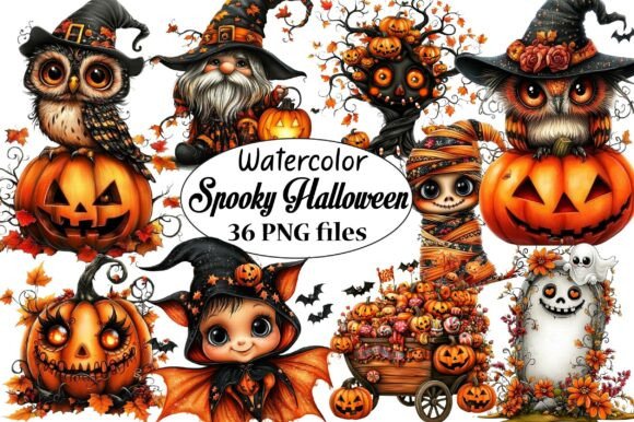 Download Watercolor Spooky Halloween Clipart - Halloween Collection