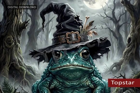 Download Funny Halloween Decor Frog Witch Hat Art - Halloween Collection