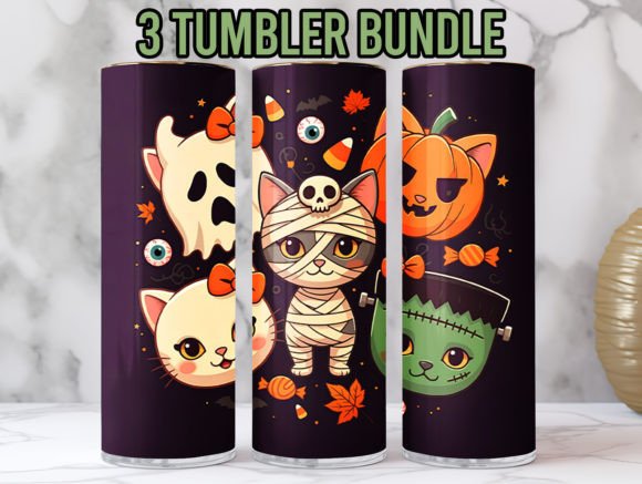 Download Halloween Cat Pattern Tumbler Wrap Png - Halloween Collection