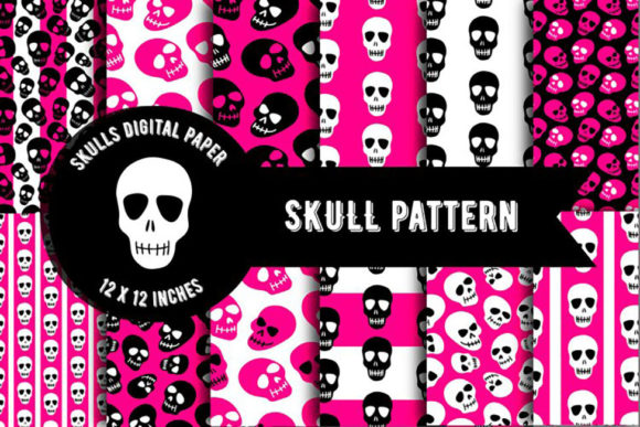 Download Skull Digital Paper, Halloween Pattern - Halloween Collection