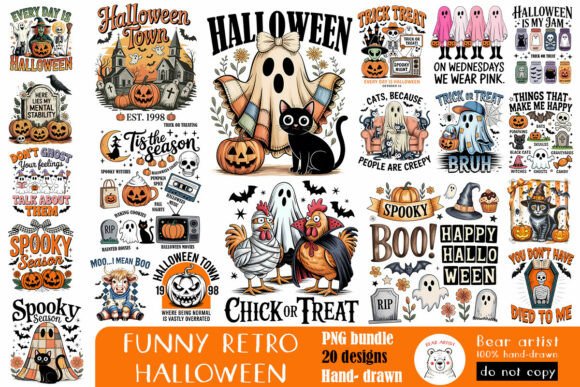 Download Retro Halloween Quotes PNG Bundle - Halloween Collection