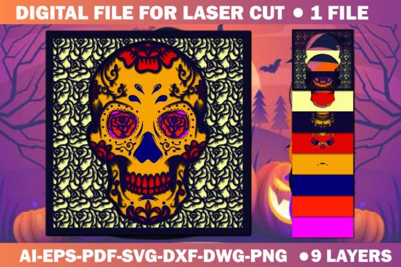 Download Halloween Skull Paper Cut 3D SVG File - Halloween Collection