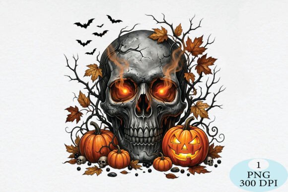 Download Halloween Skull &amp; Pumpkin PNG - Halloween Collection