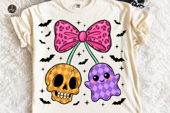 Download Halloween Ghost &amp; Skull with Cherry Bow - Halloween Collection