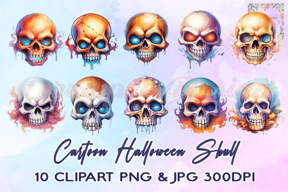 Download Cartoon Halloween Skull Clipart - Halloween Collection