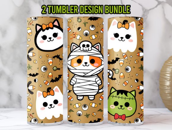Download Halloween Cat Pattern Tumbler Wrap Png - Halloween Collection