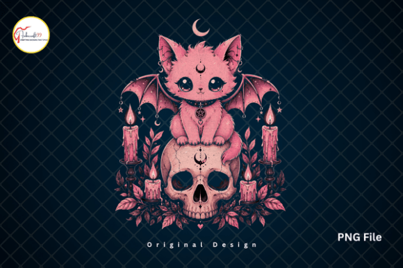 Download Cute Pastel Goth Pink Gothic Bat Cat PNG - Cute Collection