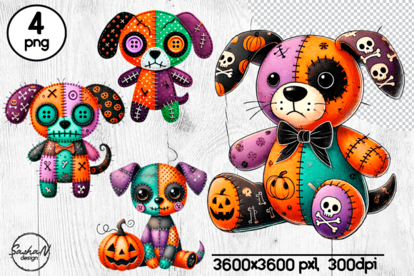 Download Patchwork Halloween Puppy Clipart - Halloween Collection