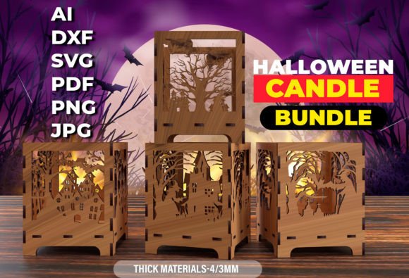 Download Halloween Candle Holder Laser Cut Bundle - Halloween Collection