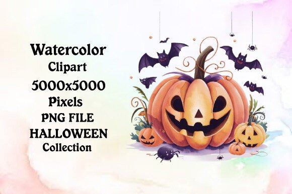 Download Watercolor Halloween Cute Pumpkin Collec - Halloween Collection