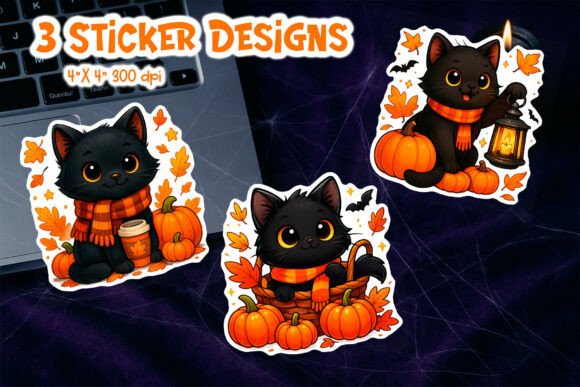 Download Cute Halloween Cat Stickers PNG - Halloween Collection