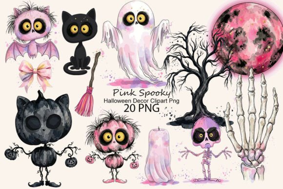 Download Pink Spooky Halloween Decor Clipart Png - Halloween Collection