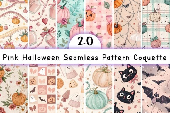 Download Pink Halloween Seamless Pattern Coquette - Halloween Collection