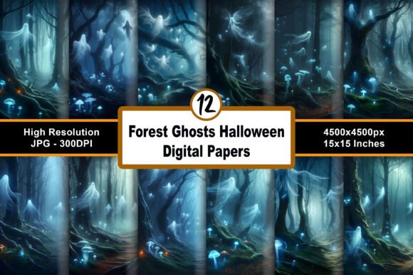 Download Forest Ghosts Halloween Digital Papers - Halloween Collection