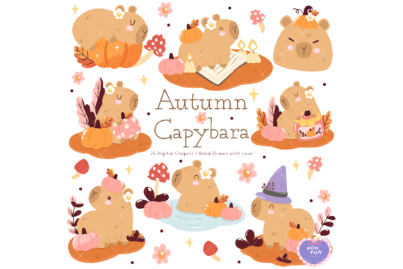 Download Autumn Capybara Clipart Cute Animal PNG - Cute Collection