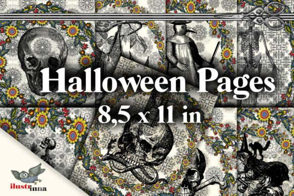 Download Death &amp; Flowers Halloween Digital Pages - Halloween Collection