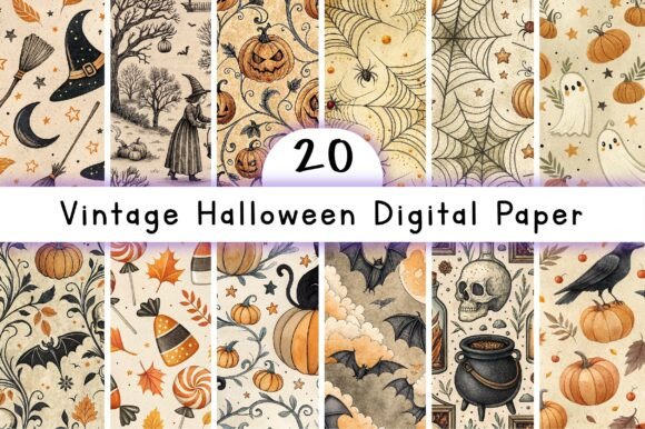 Download Vintage Halloween Digital Paper - Halloween Collection