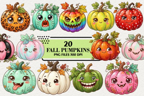 Download Kawaii Autumn Fall Halloween Pumpkins - Halloween Collection