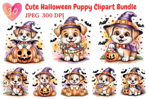 Download Cute Halloween Puppy Clipart Bundle - Halloween Collection