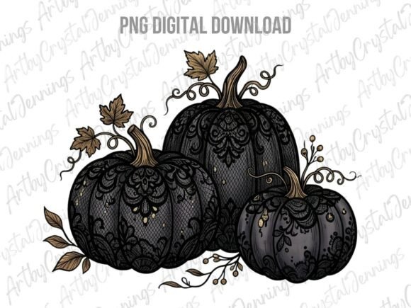 Download Halloween Gothic Lace Pumpkins PNG - Halloween Collection