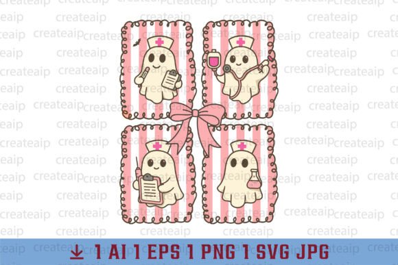Download Preppy Pink Ghost Nurse Halloween PNG - Halloween Collection