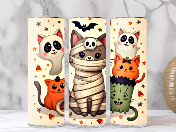 Download Halloween Cat Pattern Tumbler Wrap Png - Halloween Collection