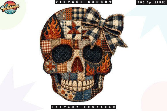Download Spooky Halloween Skull Patchwork PNG - Halloween Collection