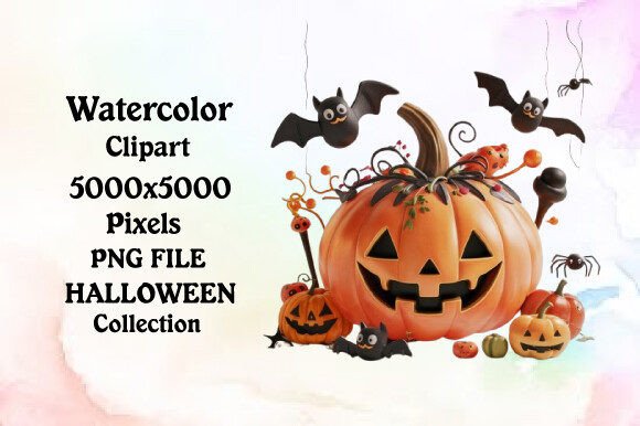 Download Watercolor Halloween Cute Pumpkin Collec - Halloween Collection