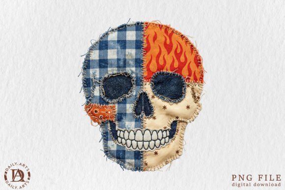 Download Patchwork Halloween Skull PNG - Halloween Collection