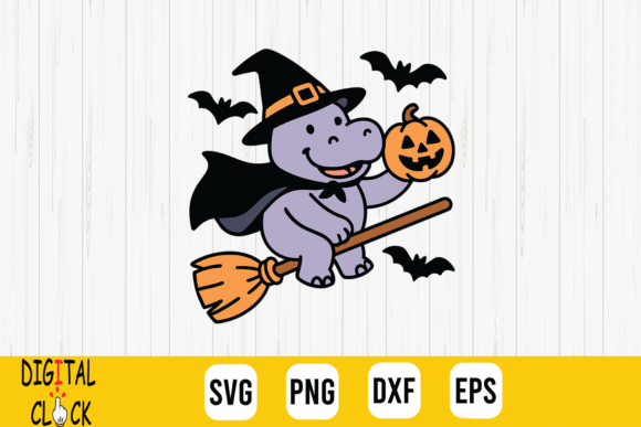 Download Cute Halloween Hippo Witch Pumpkin SVG - Halloween Collection