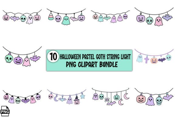 Download Halloween Pastel Goth String Light PNG - Halloween Collection