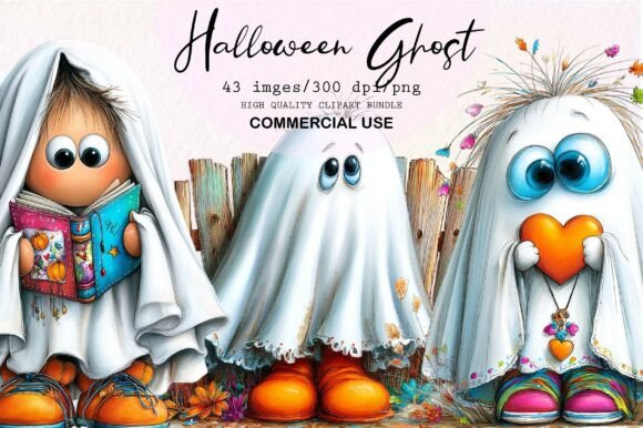 Download Whimsical Halloween Ghost Clipart Bundle - Halloween Collection