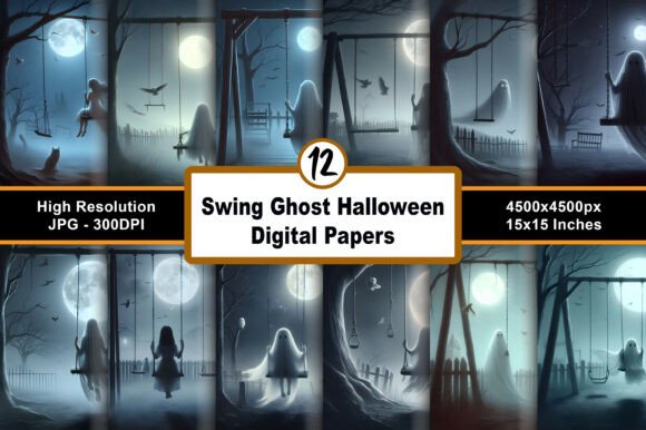 Download Swing Ghost Halloween Digital Papers JPG - Halloween Collection