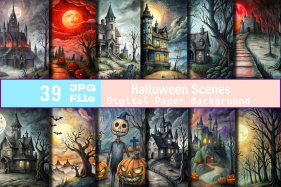 Download Halloween Scenes Junk Journal Paper - Halloween Collection