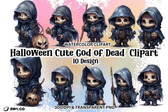 Download Watercolor Halloween God of Dead Clipart - Halloween Collection