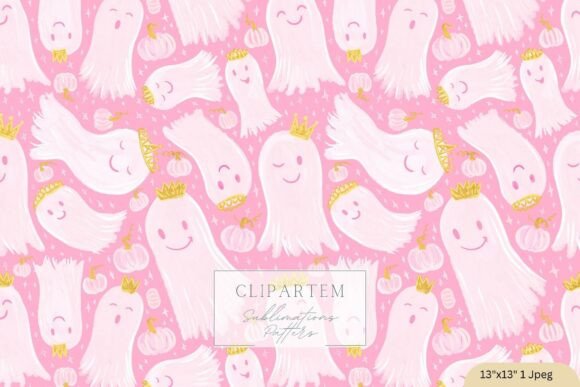 Download Ghost Princess Halloween Pattern Pink - Halloween Collection