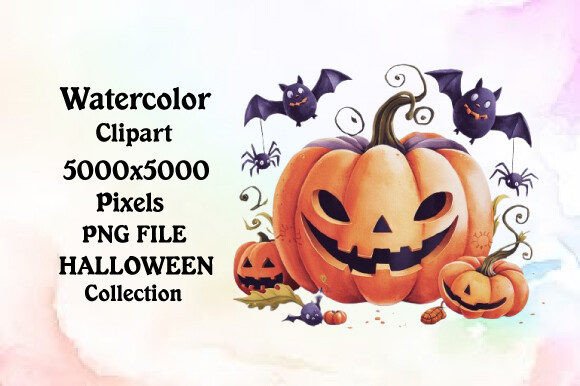 Download Watercolor Halloween Cute Pumpkin Collec - Halloween Collection