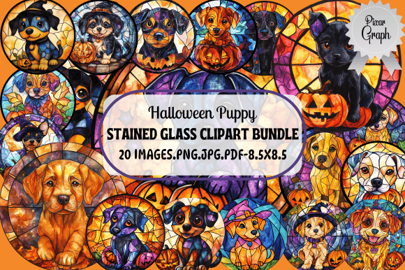 Download Halloween Puppy Stained Glass - Halloween Collection