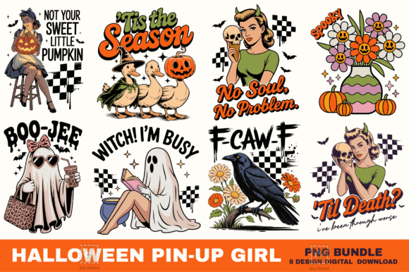Download Halloween Pin-up Retro PNG Bundle - Halloween Collection
