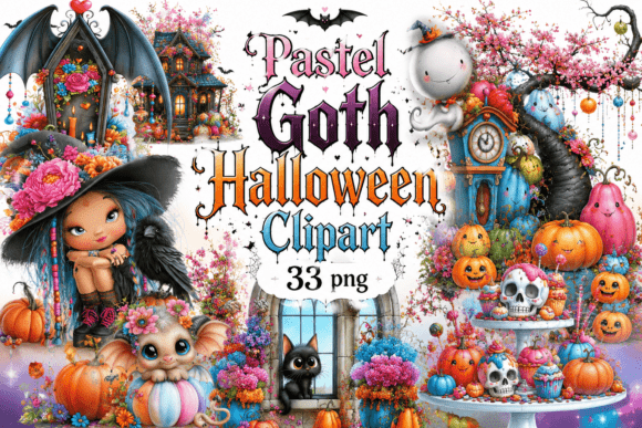 Download Pastel Goth Halloween Clipart Set - Halloween Collection