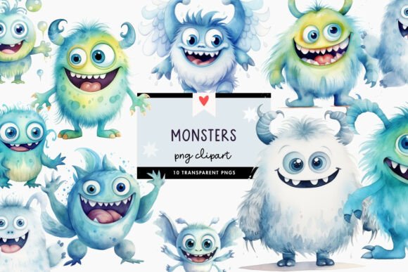 Download Cute Blue Green Monster Clipart PNG - Cute Collection
