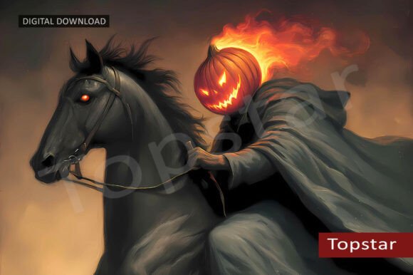 Download Halloween Decor Flaming Pumpkin Head Art - Halloween Collection
