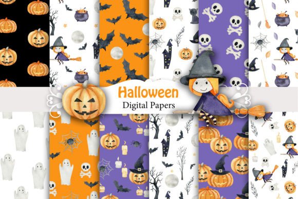 Download Watercolor Halloween Digital Papers. - Halloween Collection