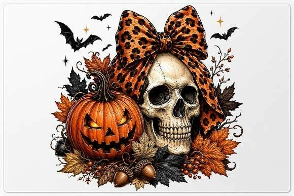 Download Leopard Bow Halloween Skull PNG - Halloween Collection