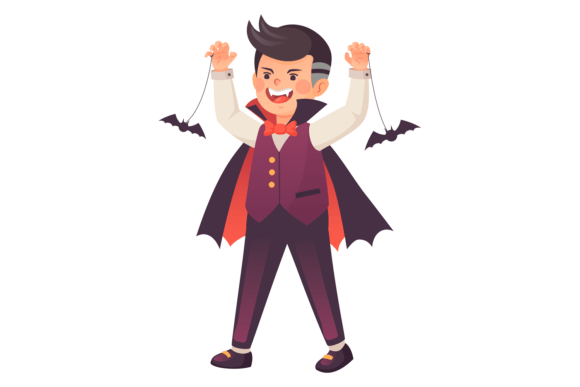 Download Funny Kid in Halloween Costume. Vampire - Halloween Collection