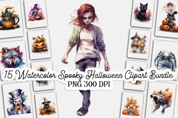 Download Watercolor Spooky Halloween Clipart - Halloween Collection