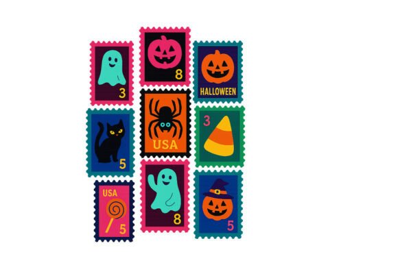 Download Bright Fun Halloween Postage Stamp Colla - Halloween Collection