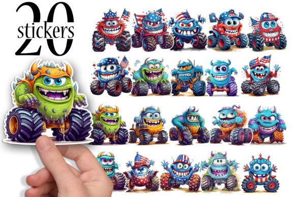 Download Stickers for Kids, Cute Monster Trucks - Cute Collection